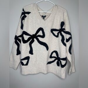 NWT Express Sweater with Black Bow Accents
